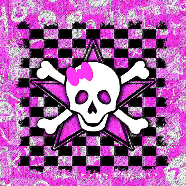 Pink Star Skull Digital Art