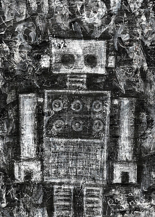 Silver Scene Robot Painting